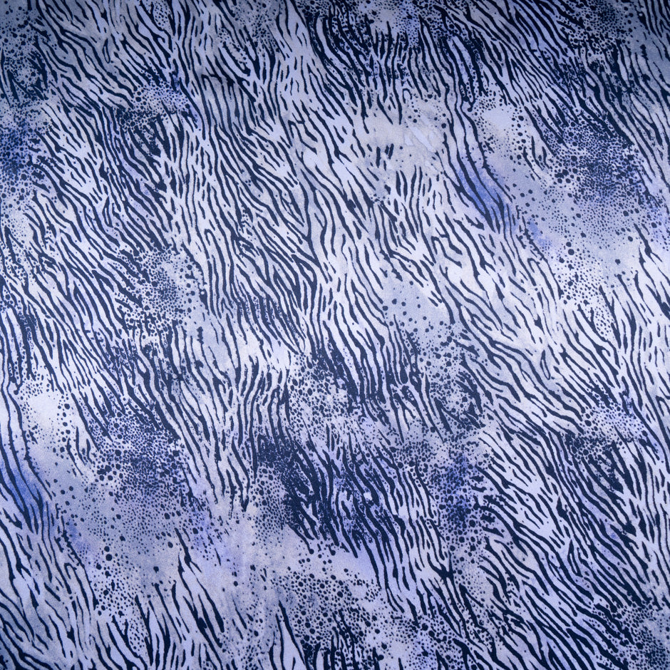 Lavender Zebra Printed Pure Silk Satin