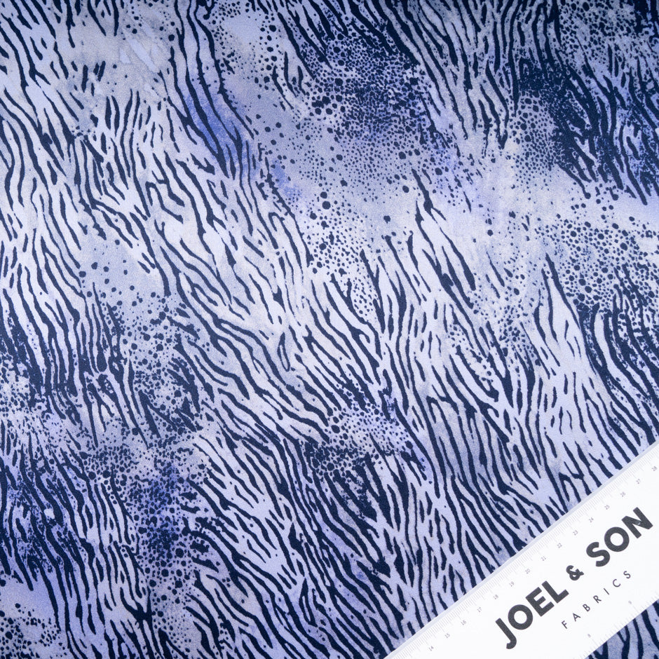 Lavender Zebra Printed Pure Silk Satin