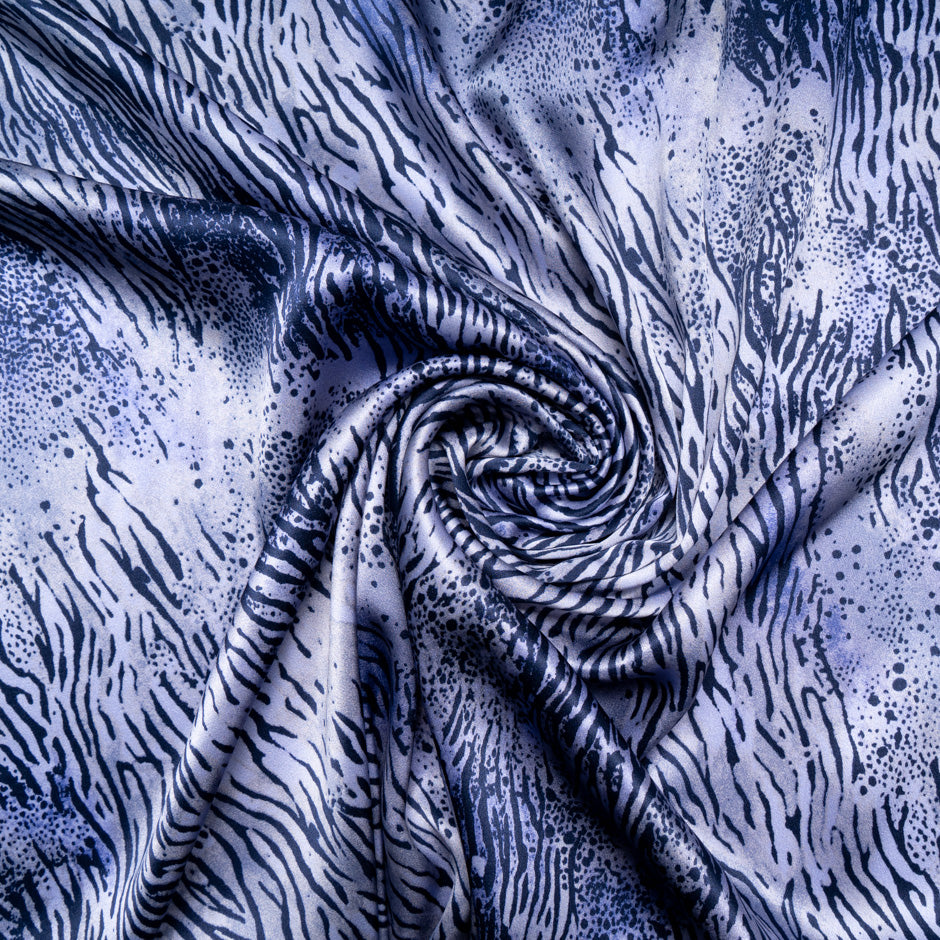 Lavender Zebra Printed Pure Silk Satin