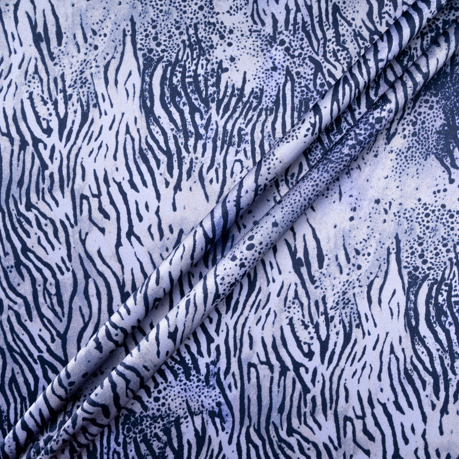 Lavender Zebra Printed Pure Silk Satin