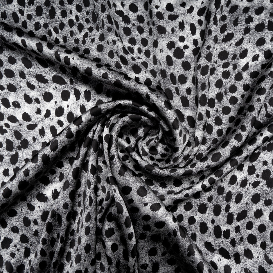 Grey Animal Printed Pure Silk Satin
