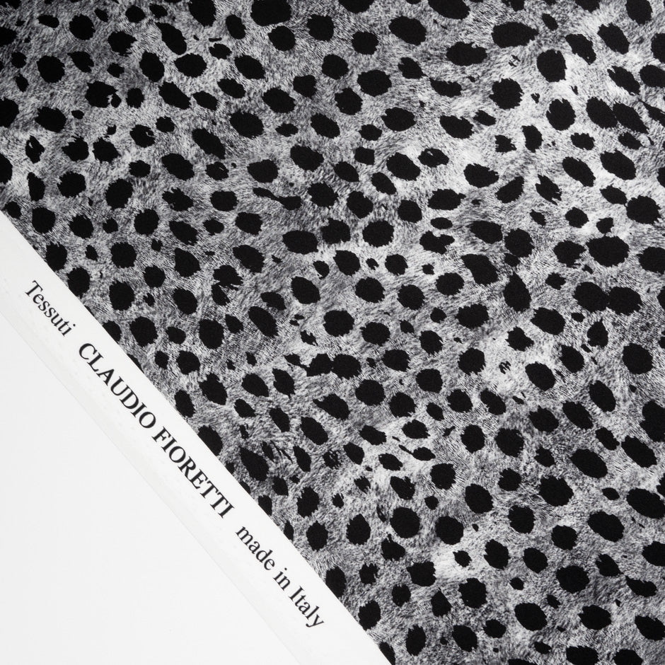 Grey Animal Printed Pure Silk Satin