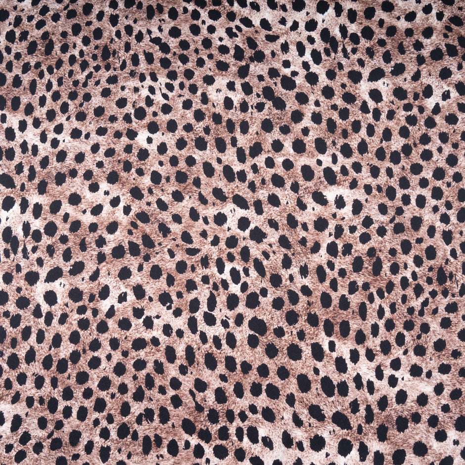 Brown Animal Printed Pure Silk Satin