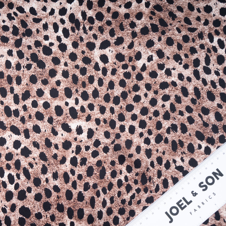 Brown Animal Printed Pure Silk Satin
