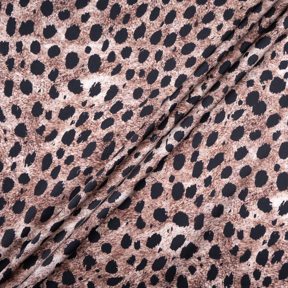Brown Animal Printed Pure Silk Satin