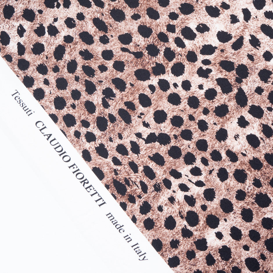 Brown Animal Printed Pure Silk Satin
