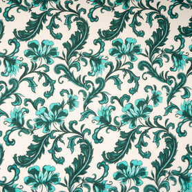 Two-Tone Green Floral Printed Pure Linen