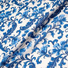 Royal Blue Floral Printed Pure Linen