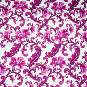 Magenta Pink Floral Printed Pure Linen