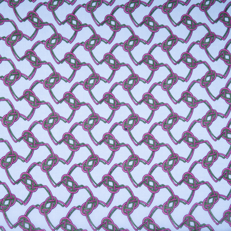 Pink & Green Rope Printed Lilac Pure Linen