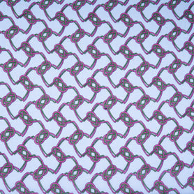 Pink & Green Rope Printed Lilac Pure Linen