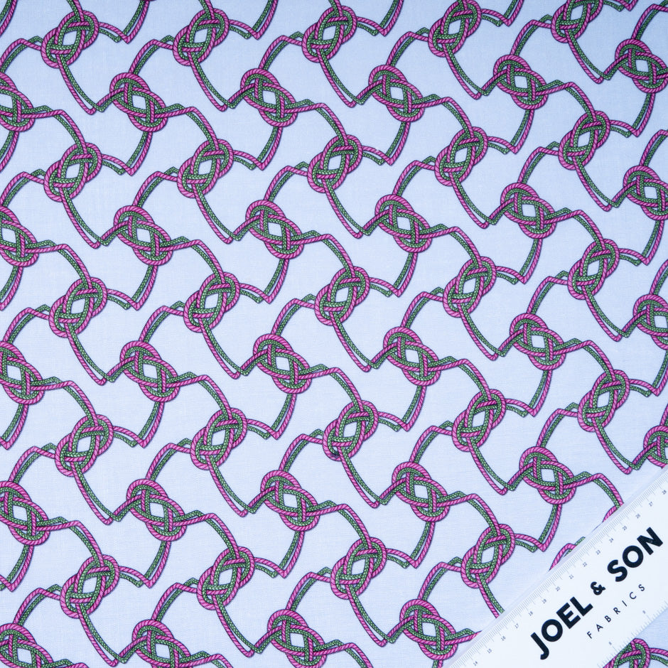 Pink & Green Rope Printed Lilac Pure Linen