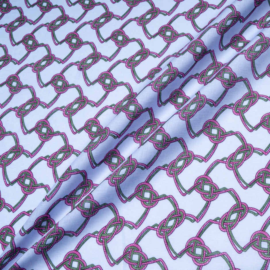 Pink & Green Rope Printed Lilac Pure Linen