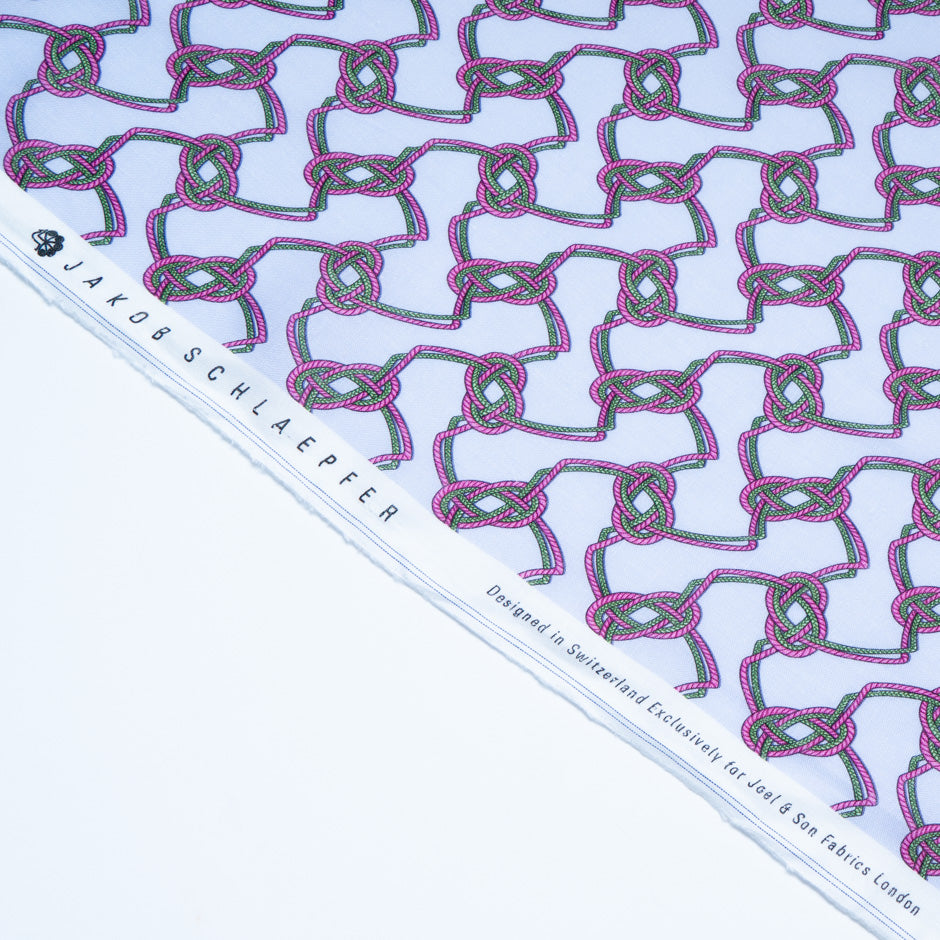 Pink & Green Rope Printed Lilac Pure Linen