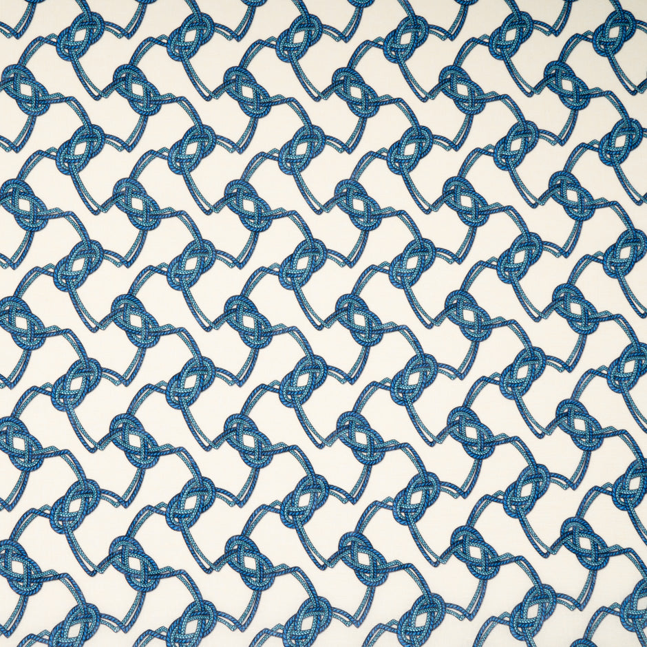 Blue Rope Printed Soft Yellow Pure Linen