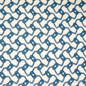 Blue Rope Printed Soft Yellow Pure Linen