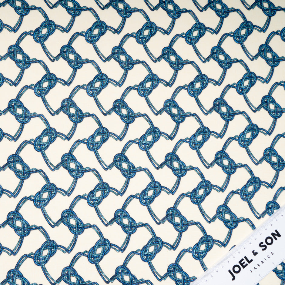 Blue Rope Printed Soft Yellow Pure Linen