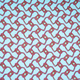 Pink & Yellow Rope Printed Turquoise Linen