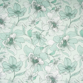 Muted Green Floral Printed Pure Linen