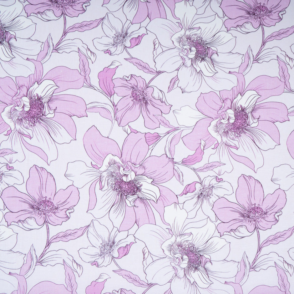 Dusty Pink Floral Printed Pure Linen