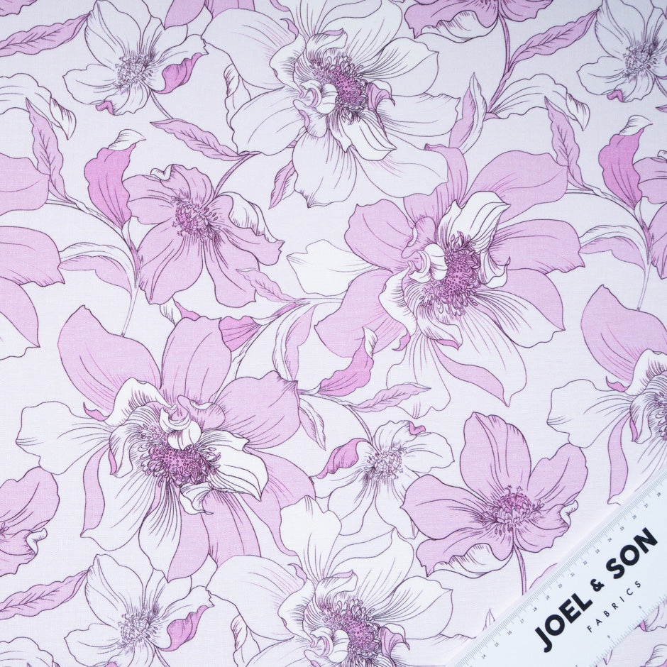 Dusty Pink Floral Printed Pure Linen