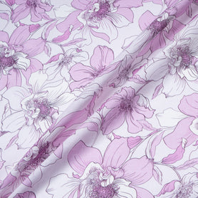 Dusty Pink Floral Printed Pure Linen
