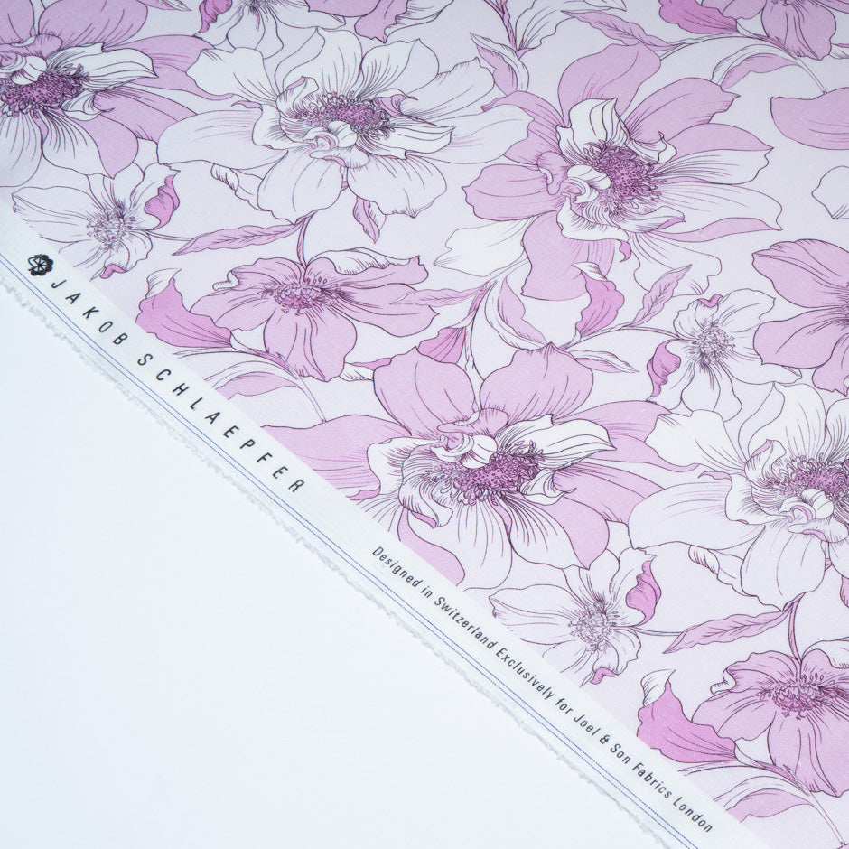 Dusty Pink Floral Printed Pure Linen