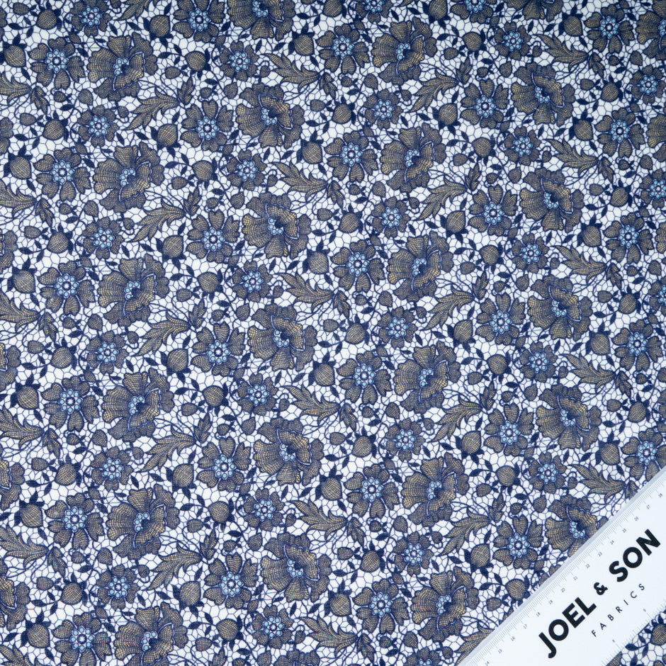 Busy Floral & Lace Printed Pure Linen