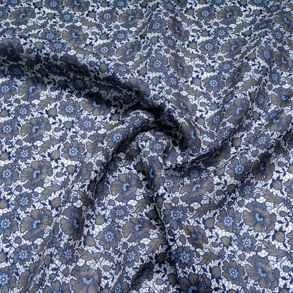 Busy Floral & Lace Printed Pure Linen