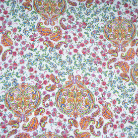 Multi-Coloured Floral & Paisley Printed Pure Linen