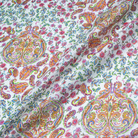 Multi-Coloured Floral & Paisley Printed Pure Linen