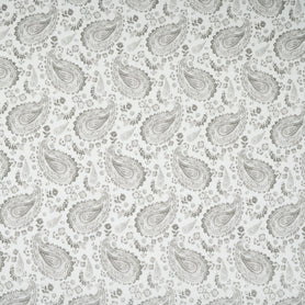 Taupe Paisley Printed Pure Linen