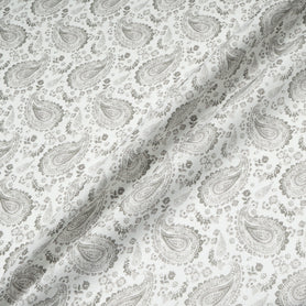 Taupe Paisley Printed Pure Linen