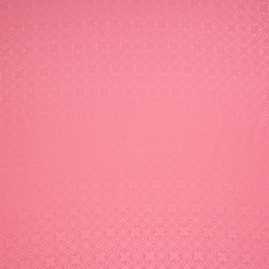 Salmon Pink Geo Jacquard Pure Silk