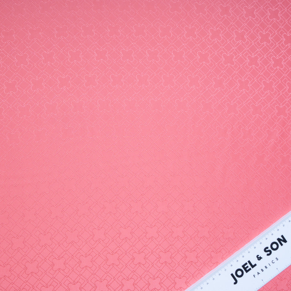 Salmon Pink Geo Jacquard Pure Silk