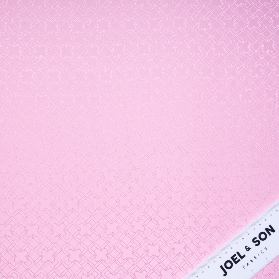Baby Pink Geo Jacquard Pure Silk