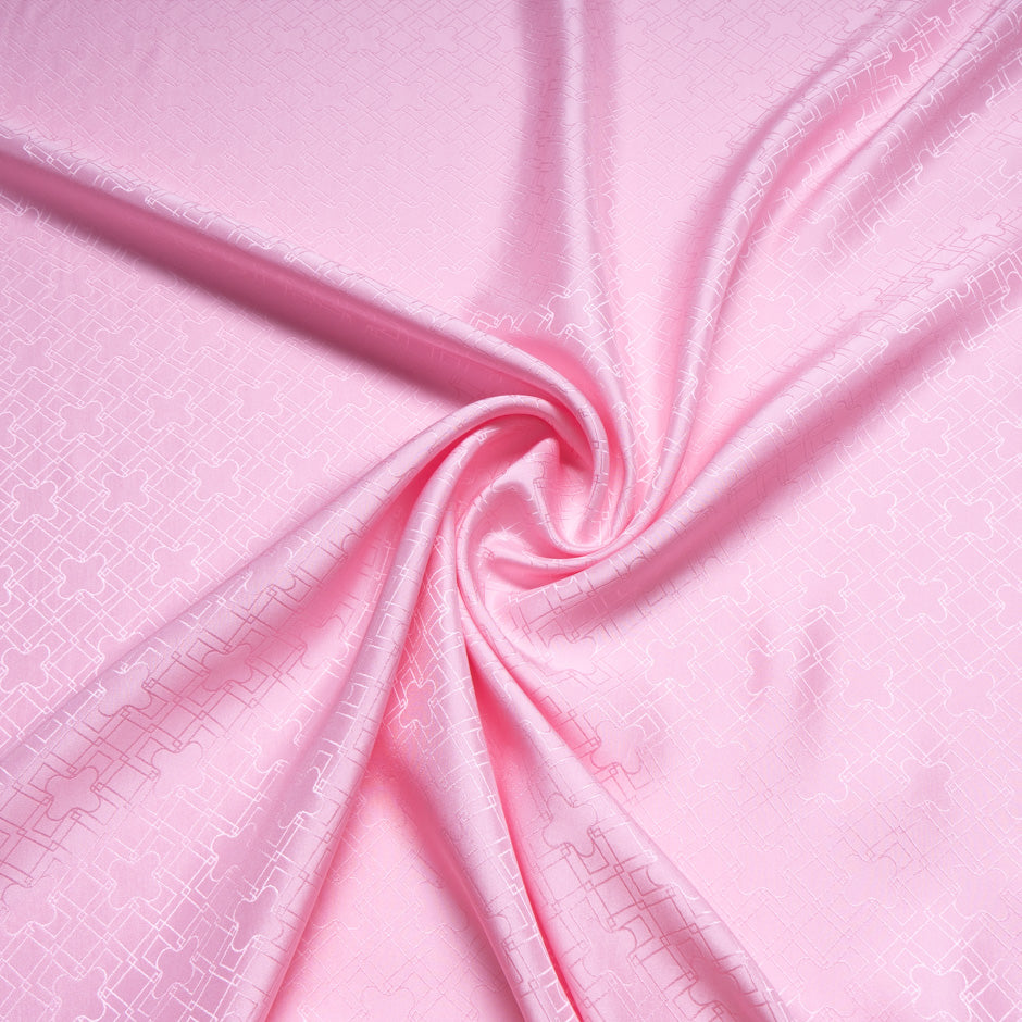 Baby Pink Geo Jacquard Pure Silk