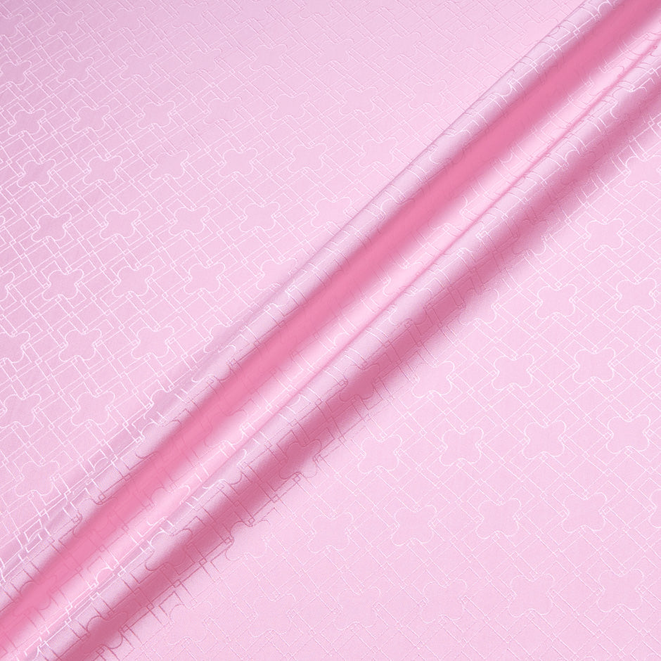 Baby Pink Geo Jacquard Pure Silk