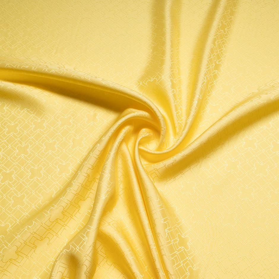Sunflower Yellow Geo Jacquard Pure Silk