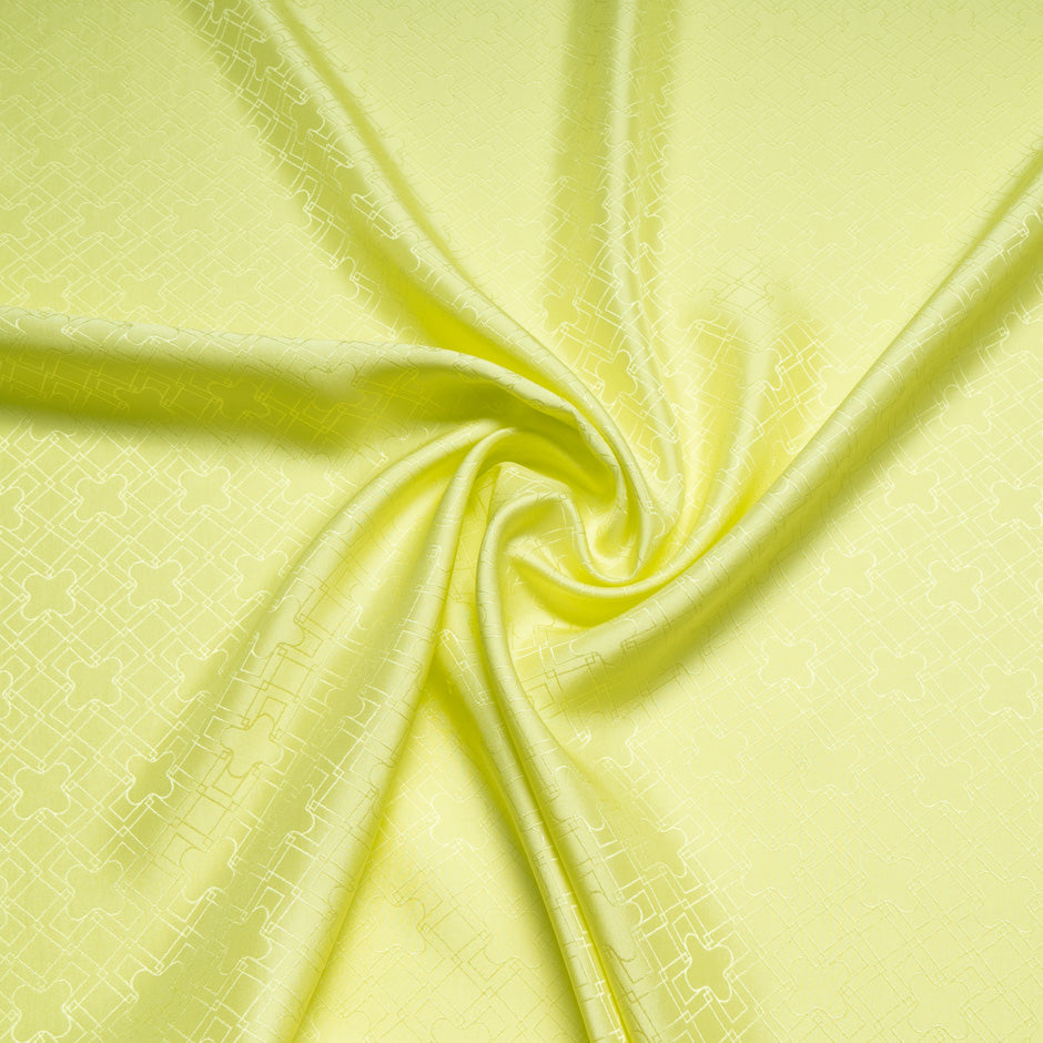 Lime Green Geo Jacquard Pure Silk