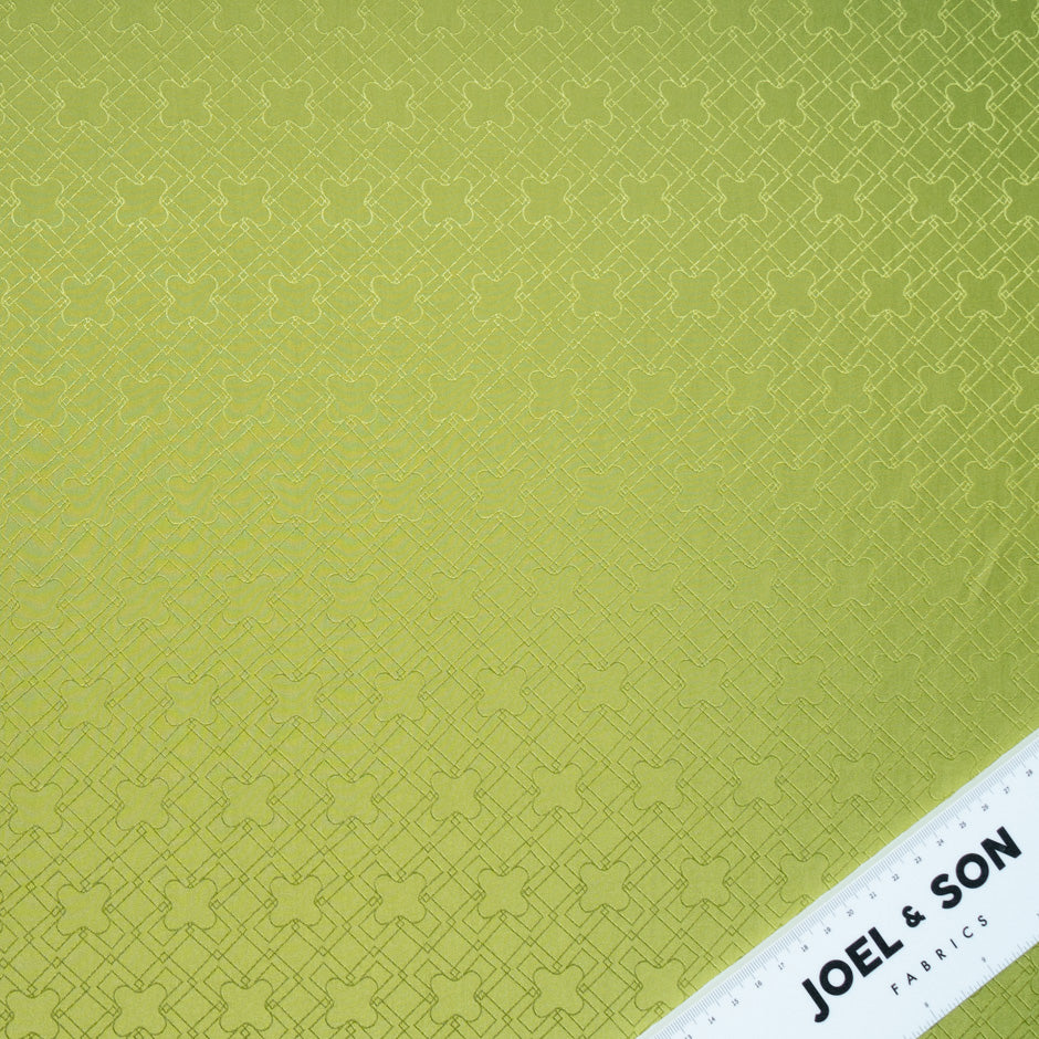 Olive Green Geo Jacquard Pure Silk