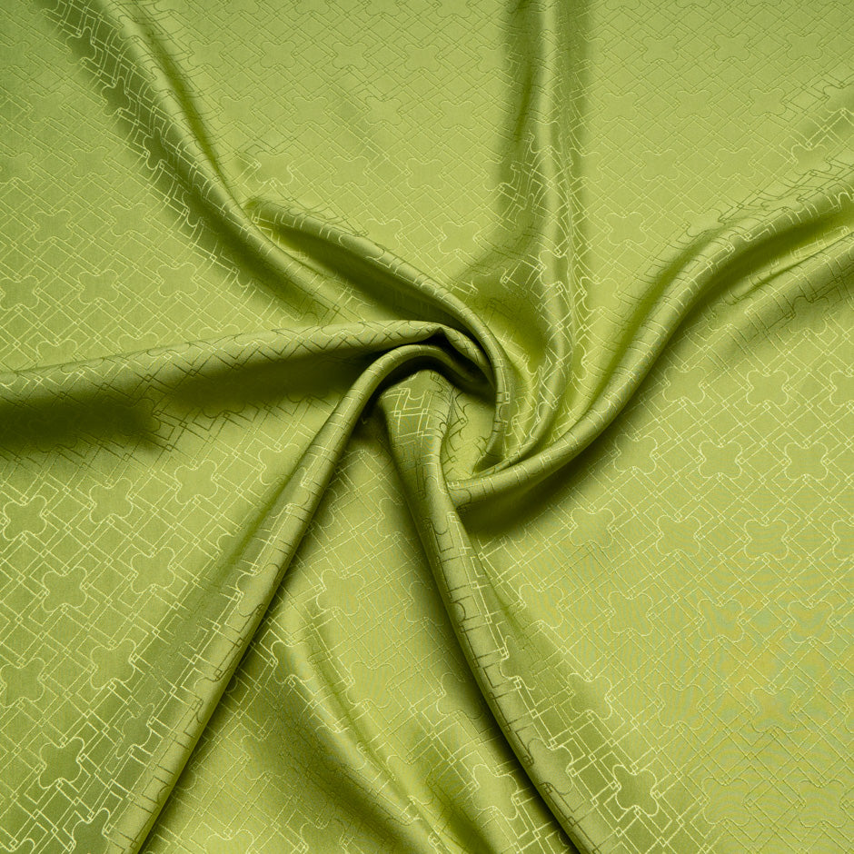 Olive Green Geo Jacquard Pure Silk