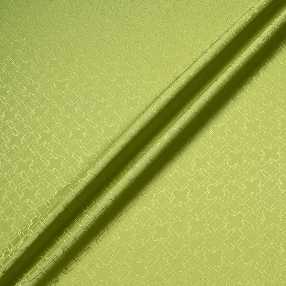 Olive Green Geo Jacquard Pure Silk