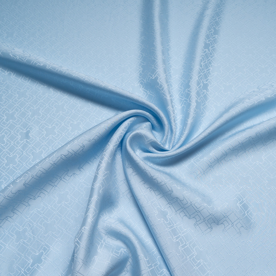 Sky Blue Geo Jacquard Pure Silk