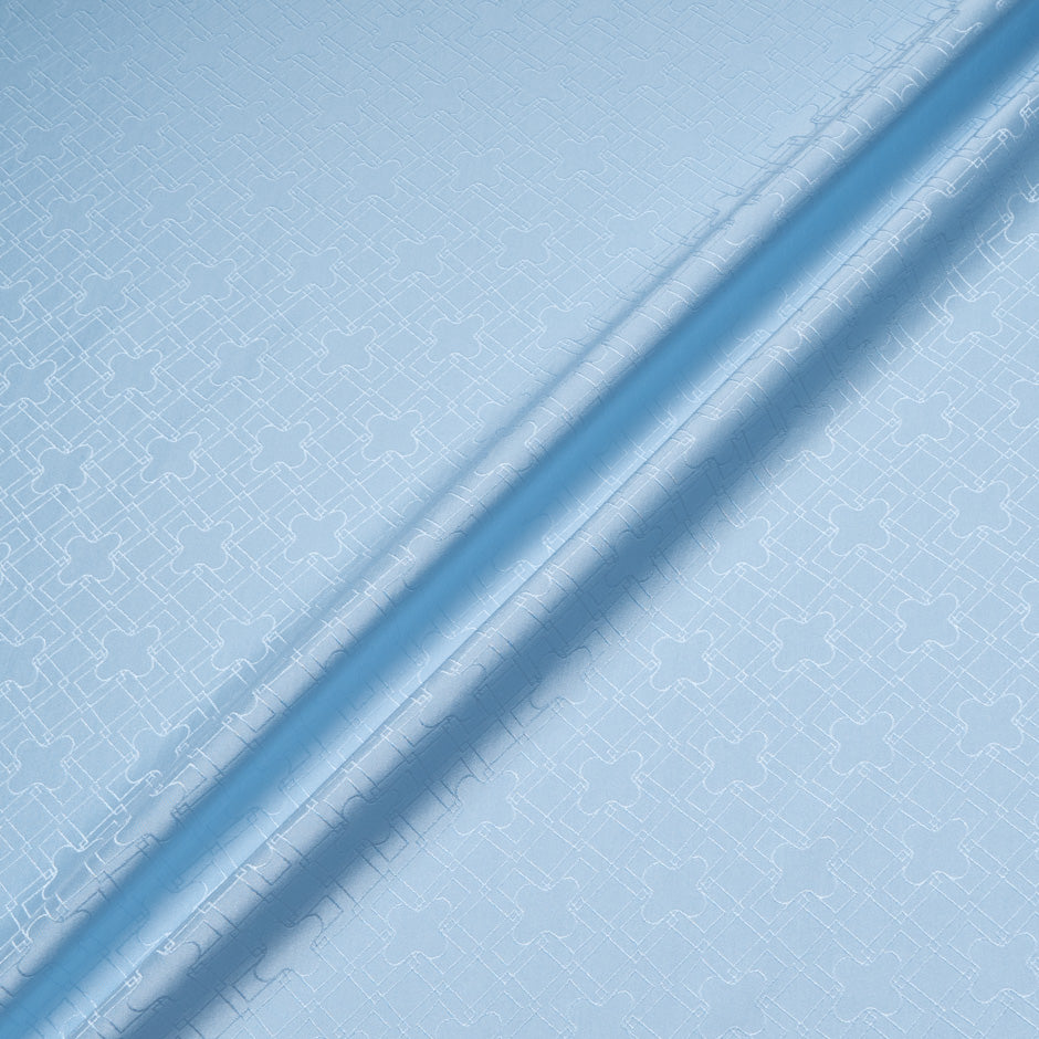 Sky Blue Geo Jacquard Pure Silk