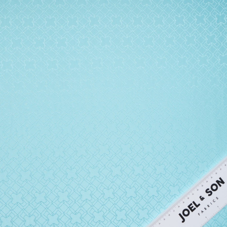 Turquoise Blue Geo Jacquard Pure Silk