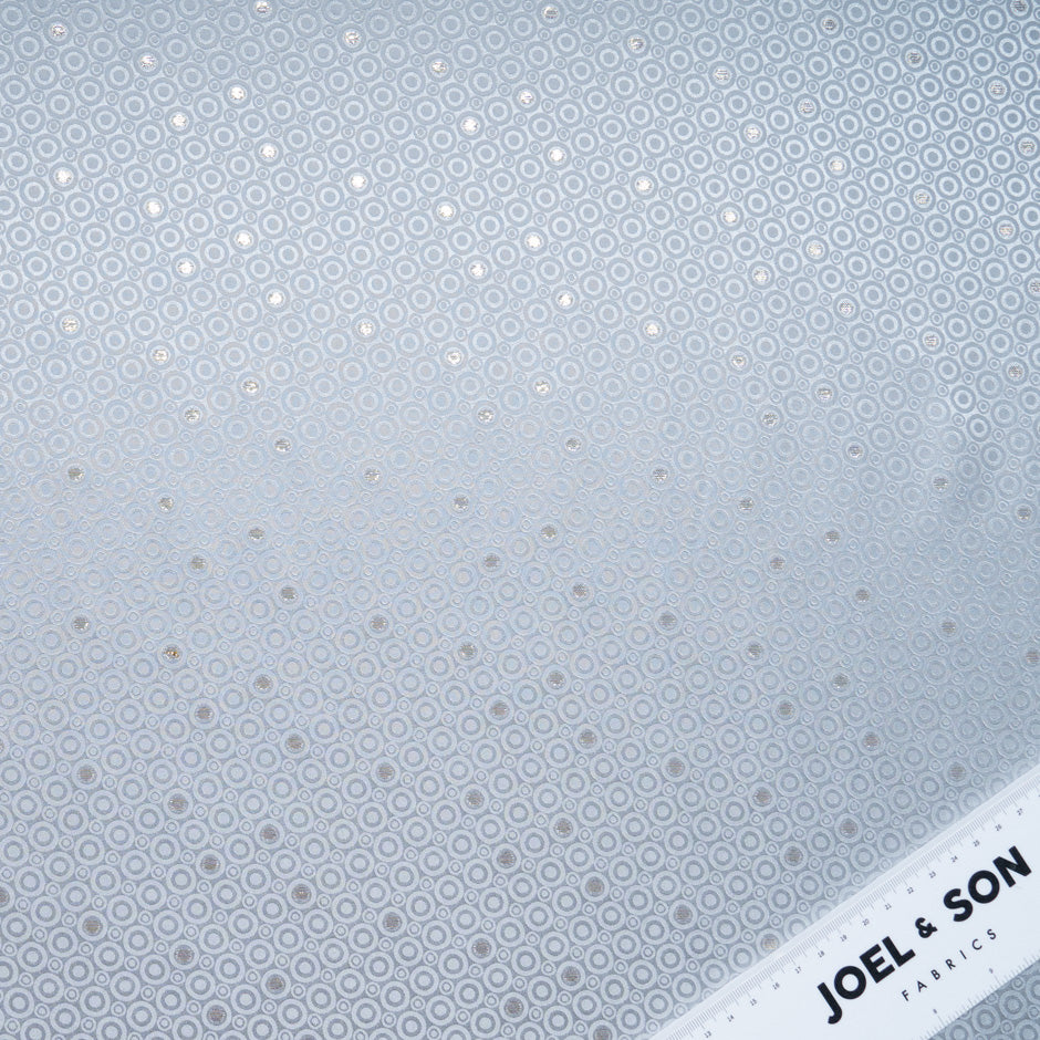 Metallic Jacquard Grey Geo Pure Silk