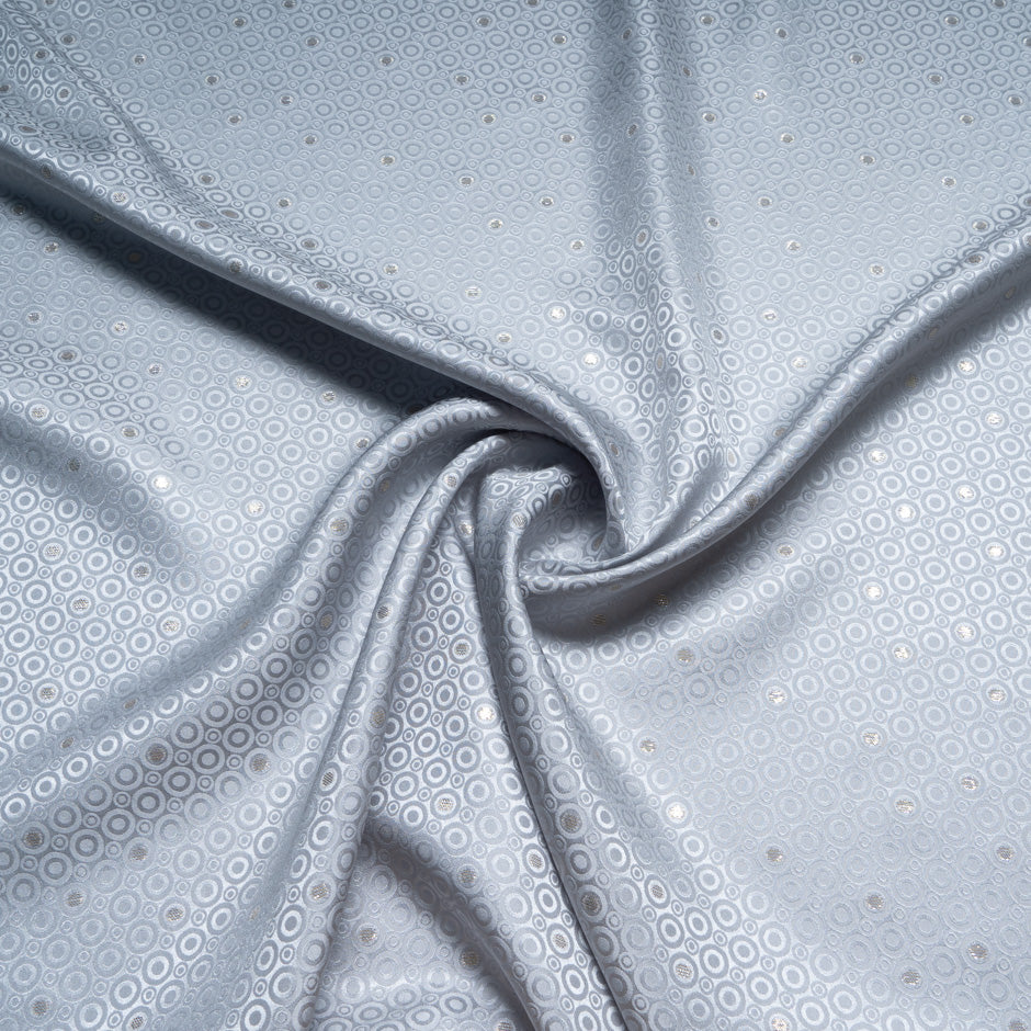 Metallic Jacquard Grey Geo Pure Silk