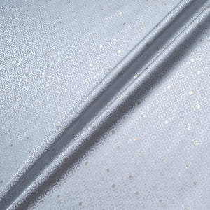 Metallic Jacquard Grey Geo Pure Silk