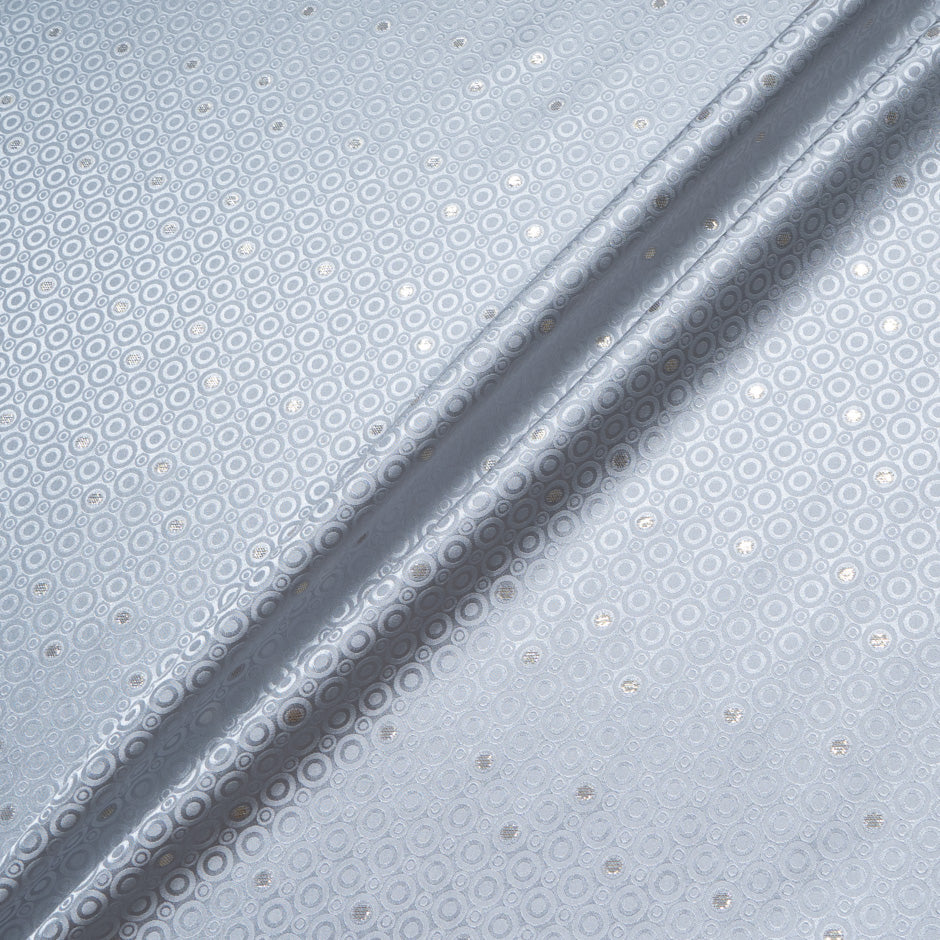 Metallic Jacquard Grey Geo Pure Silk